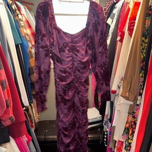 Elegant Purple Ruched Dress